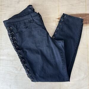 Tripp NYC Denim Black Jean Laced Up Sides Skinny Fit Women’s 20